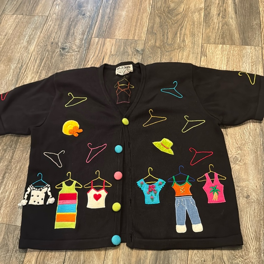 Jack B. Quick Vintage Embroidered Cardigan Sz Petite Medium
